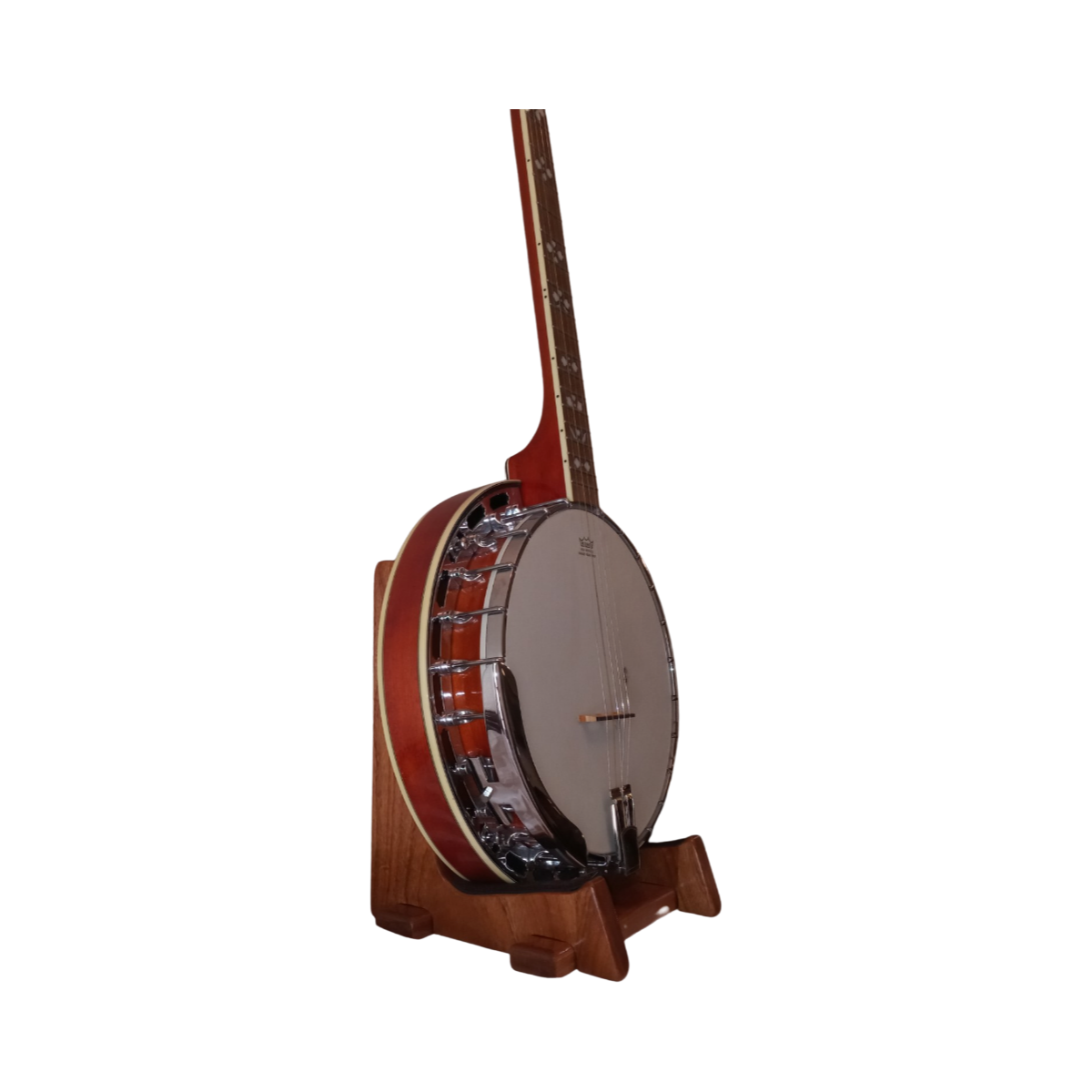 Banjo Stand, Free Shipping USA. Solid Wood, Perfect gift. On Sale now. For Open, Resonator, or Universal Back. Many woods to choose from.